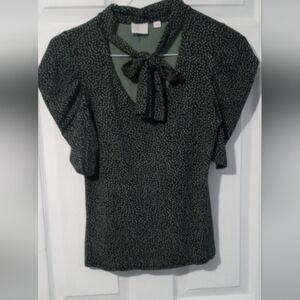 Anthropologie Forest Green Patterned Blouse